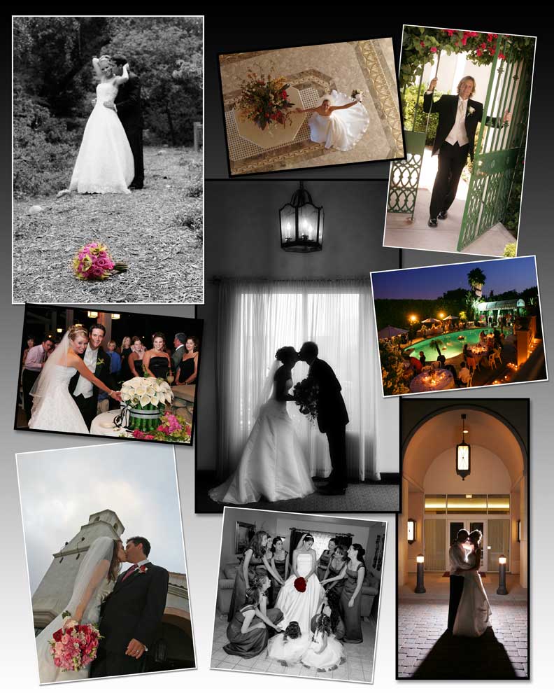 Wedding Photographs In Color Black and White and Sepia Magazine Style 