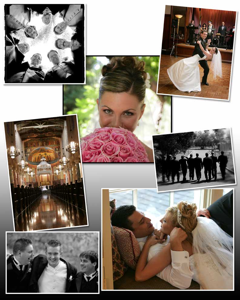 Wedding Photographs In Color Black and White and Sepia Magazine Style 