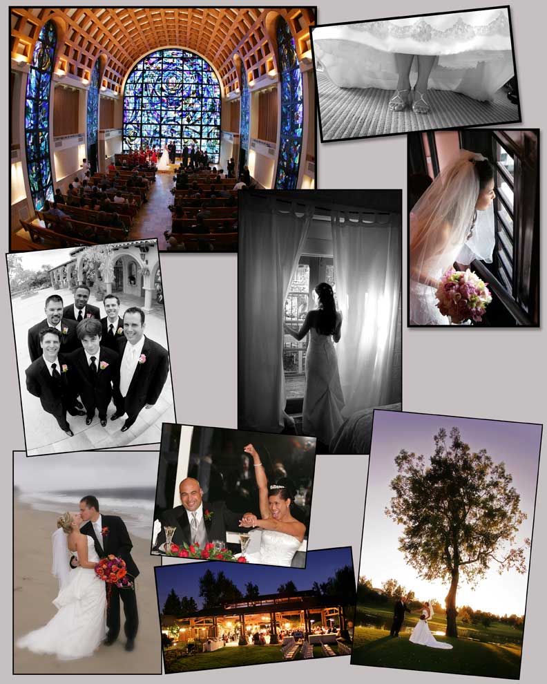 Wedding Photographs In Color Black and White and Sepia Magazine Style 